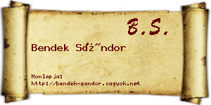 Bendek Sándor névjegykártya